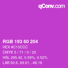 カラーコード: RGB 193 60 204 | qconv.com