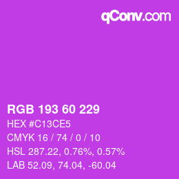 カラーコード: RGB 193 60 229 | qconv.com