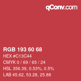 Color code: RGB 193 60 68 | qconv.com