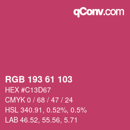 Color code: RGB 193 61 103 | qconv.com