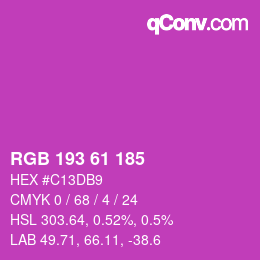Color code: RGB 193 61 185 | qconv.com