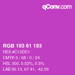 Color code: RGB 193 61 193 | qconv.com