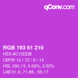 Color code: RGB 193 61 219 | qconv.com