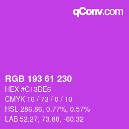 カラーコード: RGB 193 61 230 | qconv.com