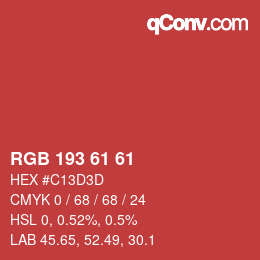 Color code: RGB 193 61 61 | qconv.com