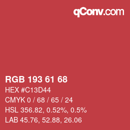 カラーコード: RGB 193 61 68 | qconv.com