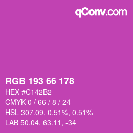 カラーコード: RGB 193 66 178 | qconv.com