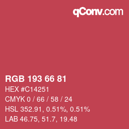 カラーコード: RGB 193 66 81 | qconv.com