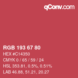 Code couleur: RGB 193 67 80 | qconv.com