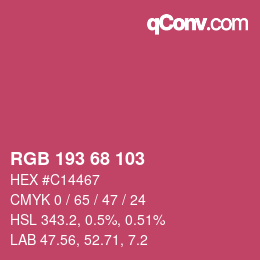 颜色代码: RGB 193 68 103 | qconv.com