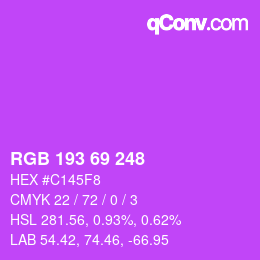 颜色代码: RGB 193 69 248 | qconv.com