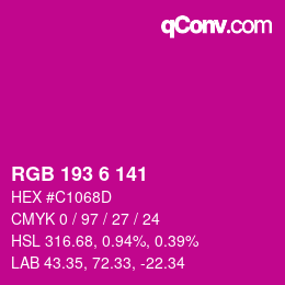 Color code: RGB 193 6 141 | qconv.com