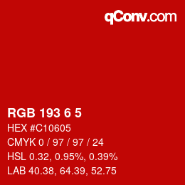 カラーコード: RGB 193 6 5 | qconv.com