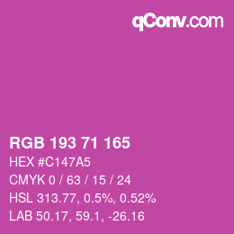 カラーコード: RGB 193 71 165 | qconv.com