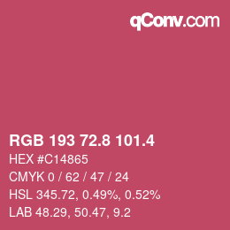 カラーコード: RGB 193 72.8 101.4 | qconv.com