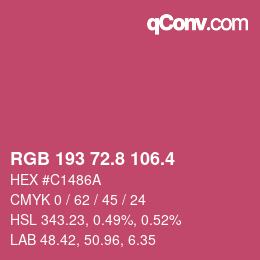 カラーコード: RGB 193 72.8 106.4 | qconv.com
