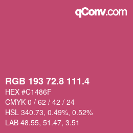 カラーコード: RGB 193 72.8 111.4 | qconv.com