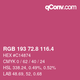 カラーコード: RGB 193 72.8 116.4 | qconv.com