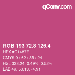 カラーコード: RGB 193 72.8 126.4 | qconv.com
