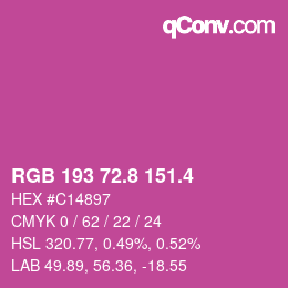 カラーコード: RGB 193 72.8 151.4 | qconv.com