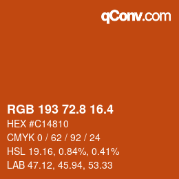 カラーコード: RGB 193 72.8 16.4 | qconv.com