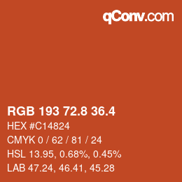 カラーコード: RGB 193 72.8 36.4 | qconv.com
