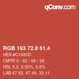 カラーコード: RGB 193 72.8 61.4 | qconv.com