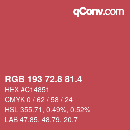 カラーコード: RGB 193 72.8 81.4 | qconv.com