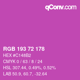 颜色代码: RGB 193 72 178 | qconv.com