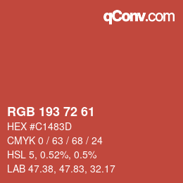 Farbcode: RGB 193 72 61 | qconv.com