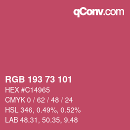 Farbcode: RGB 193 73 101 | qconv.com