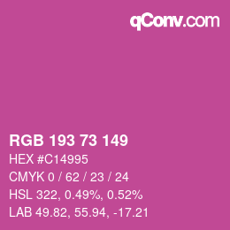 Farbcode: RGB 193 73 149 | qconv.com