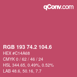 カラーコード: RGB 193 74.2 104.6 | qconv.com