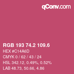 カラーコード: RGB 193 74.2 109.6 | qconv.com