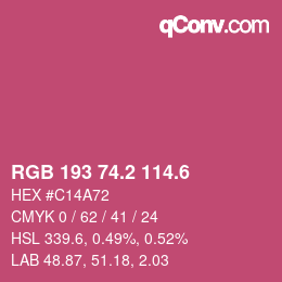 カラーコード: RGB 193 74.2 114.6 | qconv.com