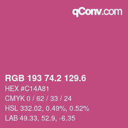 カラーコード: RGB 193 74.2 129.6 | qconv.com