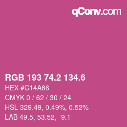 カラーコード: RGB 193 74.2 134.6 | qconv.com