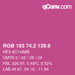 カラーコード: RGB 193 74.2 139.6 | qconv.com