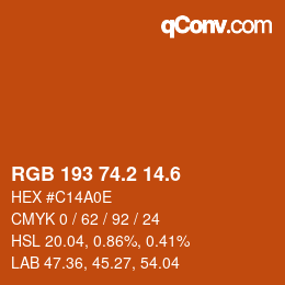 カラーコード: RGB 193 74.2 14.6 | qconv.com