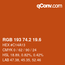カラーコード: RGB 193 74.2 19.6 | qconv.com