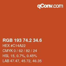 カラーコード: RGB 193 74.2 34.6 | qconv.com