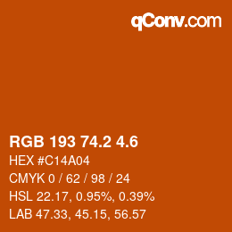 カラーコード: RGB 193 74.2 4.6 | qconv.com