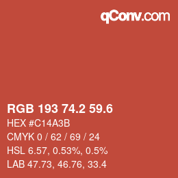 カラーコード: RGB 193 74.2 59.6 | qconv.com