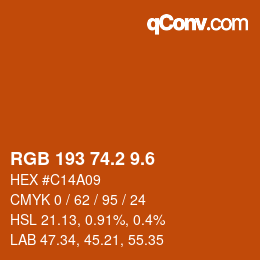 カラーコード: RGB 193 74.2 9.6 | qconv.com