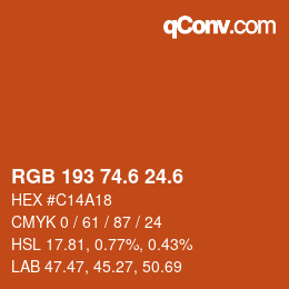 カラーコード: RGB 193 74.6 24.6 | qconv.com
