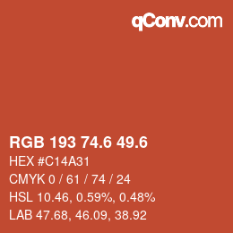 カラーコード: RGB 193 74.6 49.6 | qconv.com