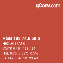 カラーコード: RGB 193 74.6 59.6 | qconv.com