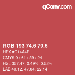 カラーコード: RGB 193 74.6 79.6 | qconv.com