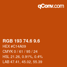 カラーコード: RGB 193 74.6 9.6 | qconv.com