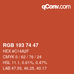 颜色代码: RGB 193 74 47 | qconv.com